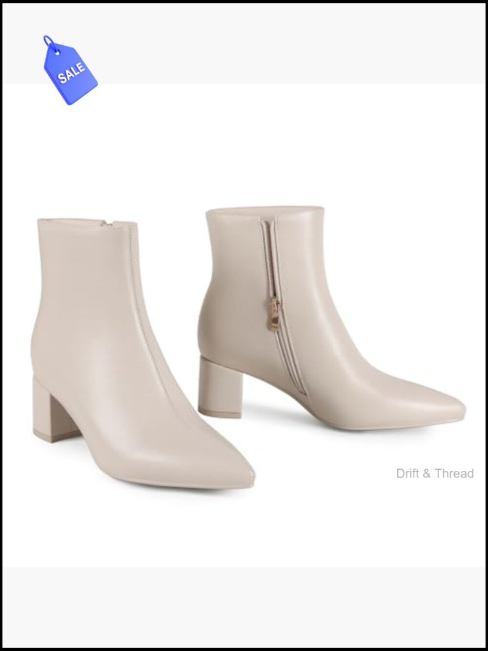 Pointed Toe Chunky Block Heel Ankle Booties Low Heel - Picture 6 of 7